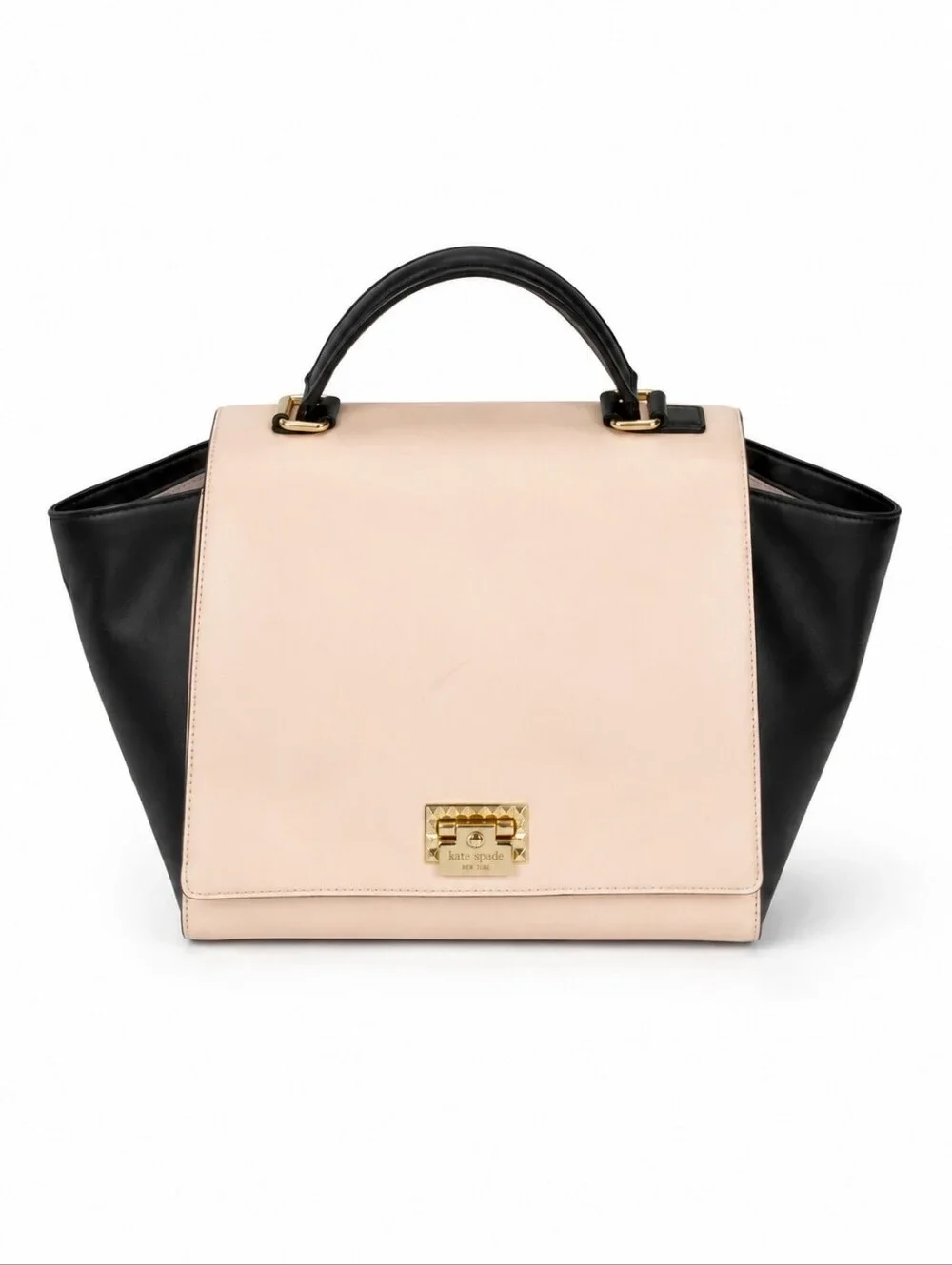kate spade Two-Tone Leather Top-Handle Satchel in Blush and Black NWOT